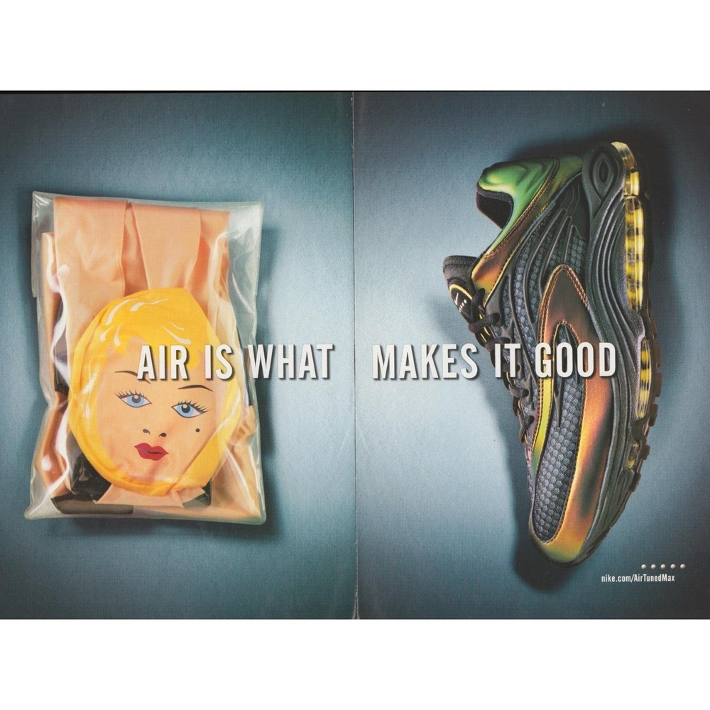Vintage 1999 Nike Air Tuned Max Print Ad Sneakers Running Shoes Y2K Fashion